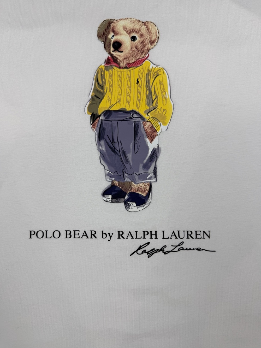 Ralph Lauren White Tee with Polo Bear in Yellow Sweater - Picture 2 of 11